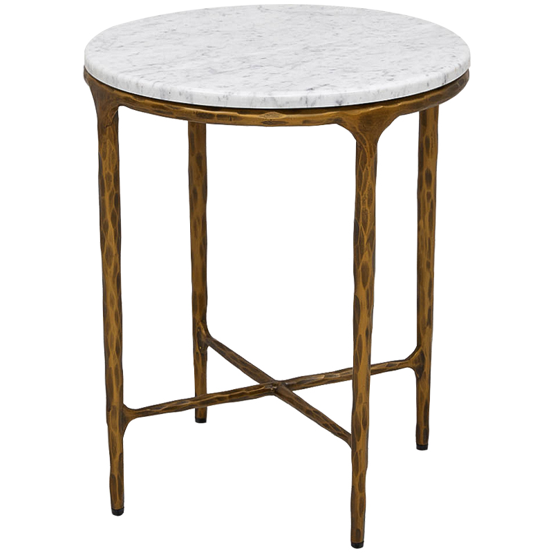 Приставной стол круглый с мраморной столешницей Randy Marble Round Coffee Table Белый Мрамор Bianco Золотой Приставной стол круглый с мраморной столешницей Randy Marble Round Coffee Table Белый Мрамор Bianco Золотой в Волгограде | Loft Concept