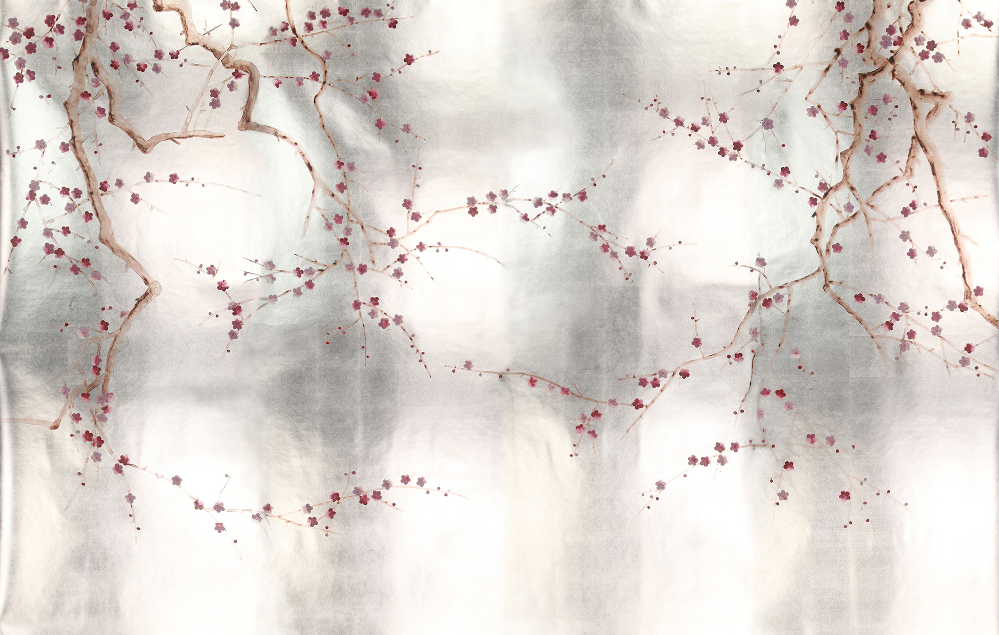 Обои ручная роспись Plum Blossom Blossom on Tarnished Silver gilded paper Обои ручная роспись Plum Blossom Blossom on Tarnished Silver gilded paper - постер Loft-Concept в Волгограде