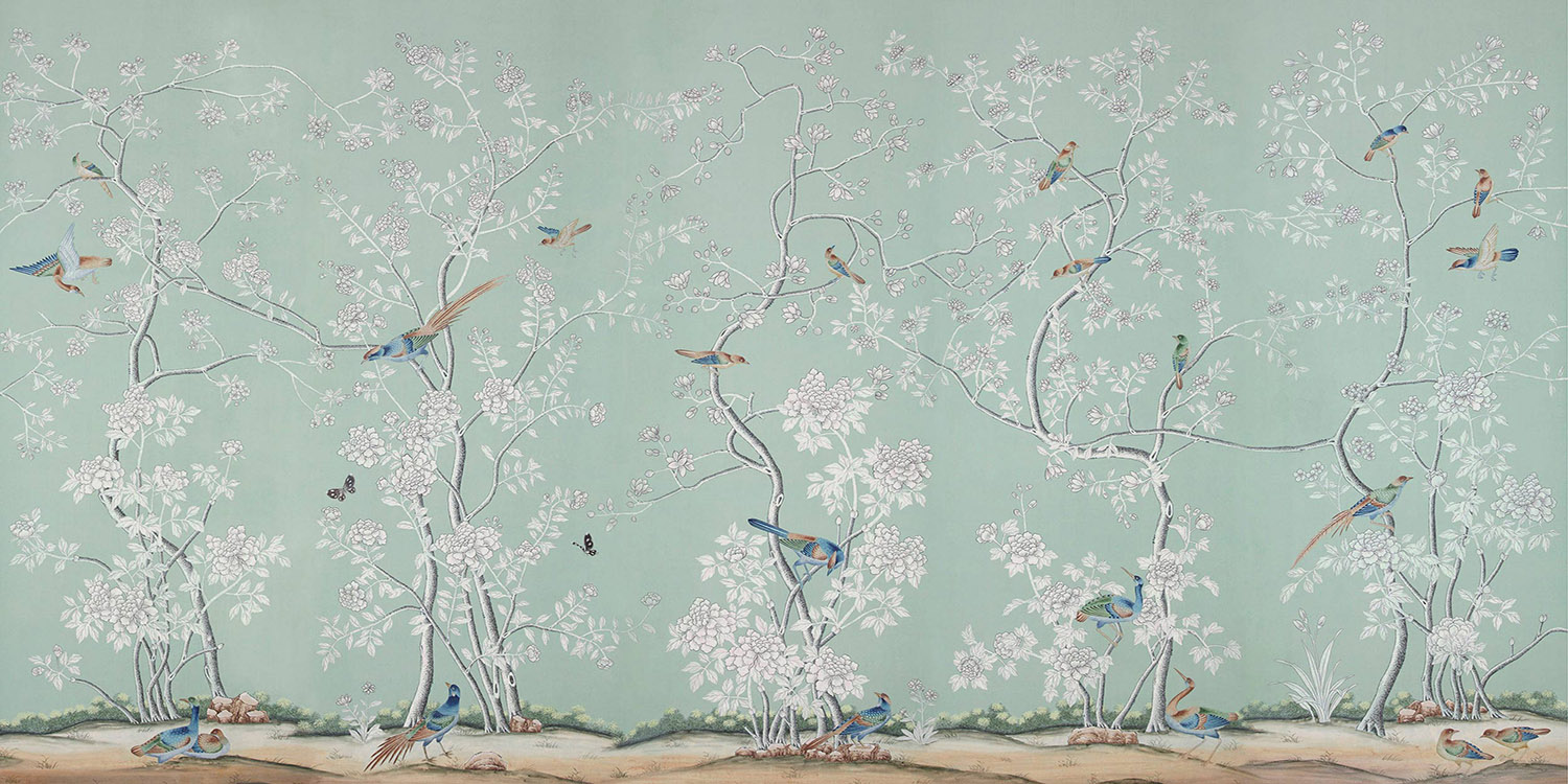 Обои ручная роспись Earlham Sung Blue - фото