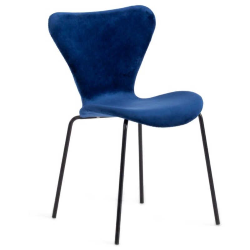 Стул Julissa Blue Chair флок Синий Черный Стул Julissa Blue Chair флок Синий Черный в Волгограде | Loft Concept
