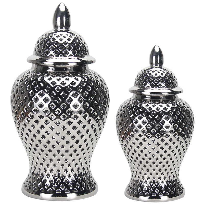 Ваза с крышкой Ceramic Silver Vase Серебряный Ваза с крышкой Ceramic Silver Vase Серебряный в Волгограде | Loft Concept