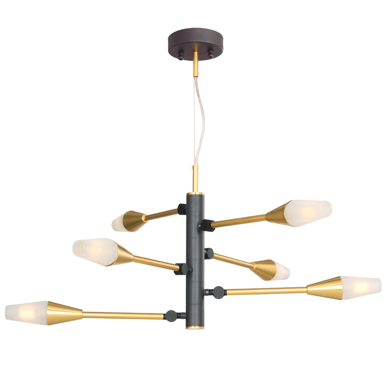 Люстра Paulette Chandelier Латунь Серый Белое матовое стекло Люстра Paulette Chandelier Латунь Серый Белое матовое стекло в Волгограде | Loft Concept