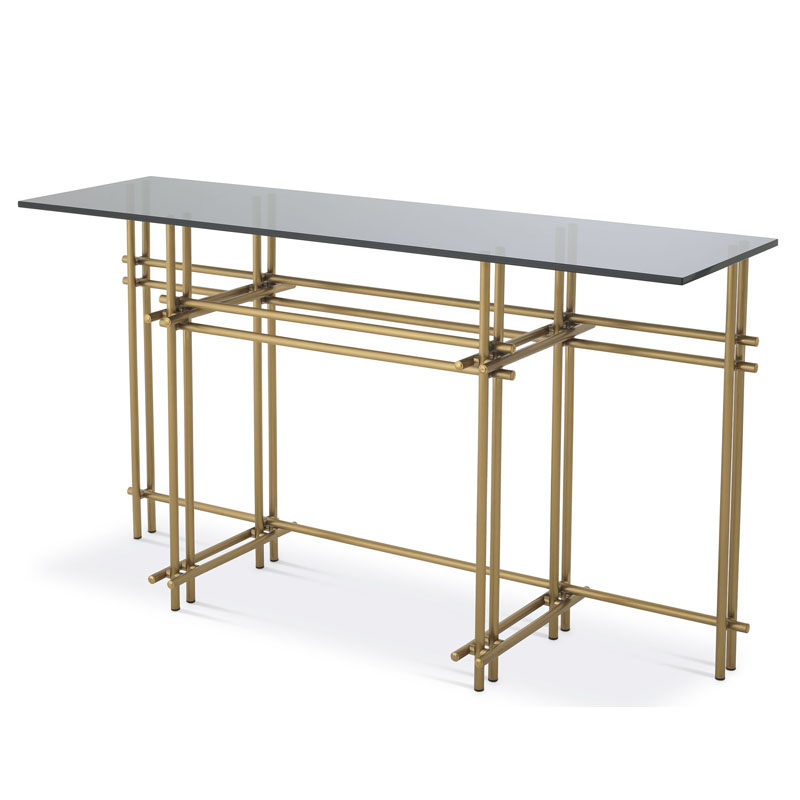Консоль Eichholtz CONSOLE TABLE QUINN Латунь Стекло Смок Консоль Eichholtz CONSOLE TABLE QUINN Латунь Стекло Смок в Волгограде | Loft Concept