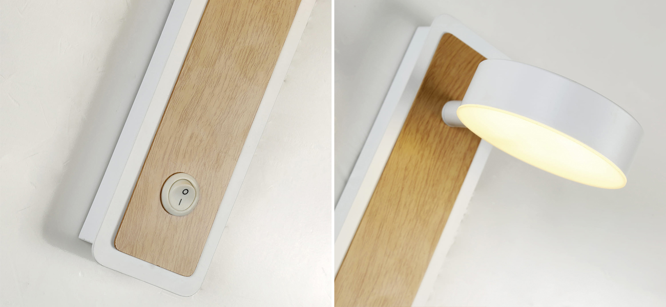 Белое бра со вставкой из светлого дерева GAVIN WOOD - фото