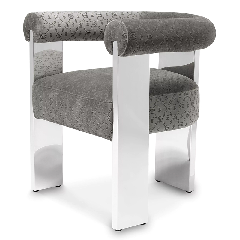 Стул Philipp Plein Dining Chair Icon Grey Серый Хром Стул Philipp Plein Dining Chair Icon Grey Серый Хром в Волгограде | Loft Concept