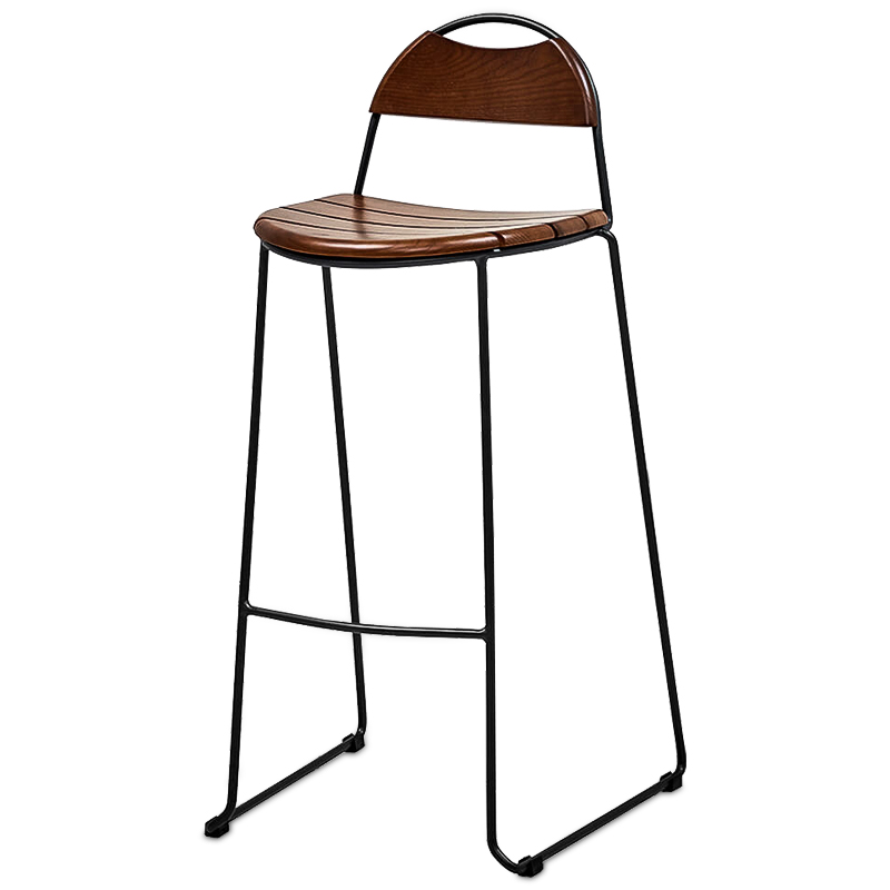 Барный стул Yumann Stool Черный Коричневый Барный стул Yumann Stool Черный Коричневый в Волгограде | Loft Concept