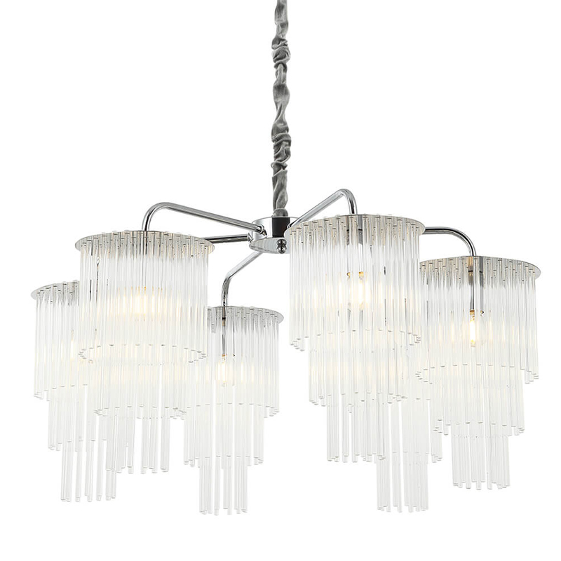 Люстра Harrison Chandelier chrome 6 lamp Хром Прозрачный Люстра Harrison Chandelier chrome 6 lamp Хром Прозрачный в Волгограде | Loft Concept