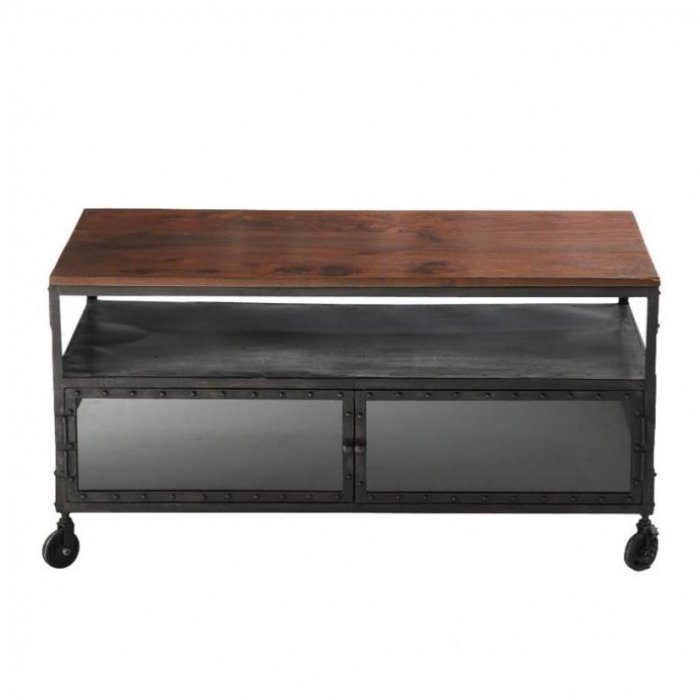 Тумба в стиле Индастриал на колёсах Industrial Bar Oak Chest mini Черный Тумба в стиле Индастриал на колёсах Industrial Bar Oak Chest mini Черный в Волгограде | Loft Concept