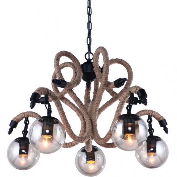 Люстра Loft Rope Chandelier Globe 5 Черный Люстра Loft Rope Chandelier Globe 5 Черный в Волгограде | Loft Concept