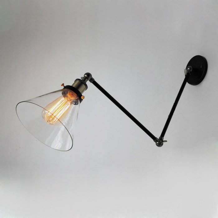 Бра Gloce Cone Shade Loft Industrial Glass Черный в Волгограде | Loft Concept 