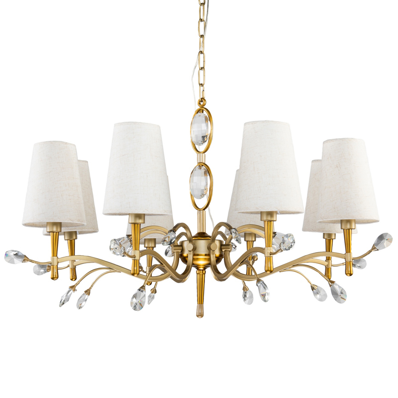 Люстра Desiree Chandelier 84 Латунь матовое золото Белый Прозрачный Люстра Desiree Chandelier 84 Латунь матовое золото Белый Прозрачный в Волгограде | Loft Concept