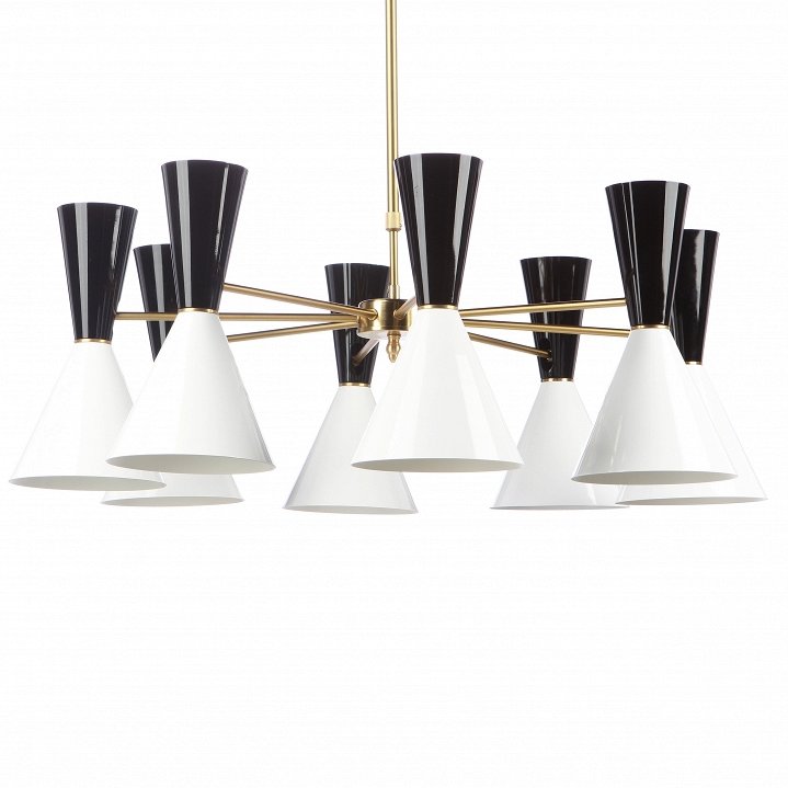 Люстра CAIRO Chandelier 8 Arm black and white Черный Белый Латунь Люстра CAIRO Chandelier 8 Arm black and white Черный Белый Латунь в Волгограде | Loft Concept