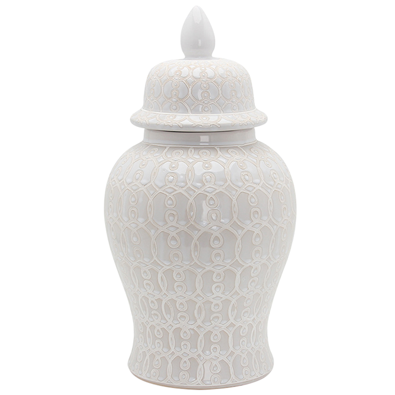 Ваза с крышкой Ceramic Beige White Ornament Vase Бежевый Белый в Волгограде | Loft Concept 