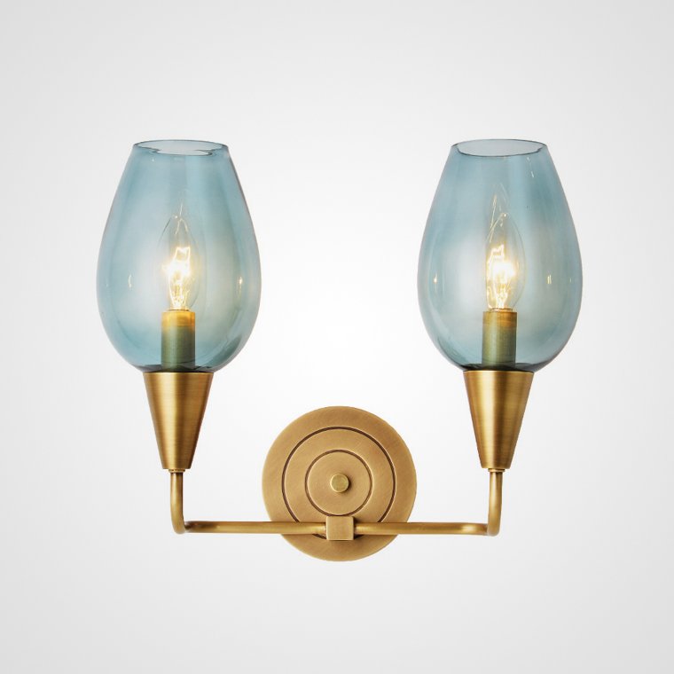 Бра VIOLA WALL Lamp Double Латунь Голубой пастельный Бра VIOLA WALL Lamp Double Латунь Голубой пастельный в Волгограде | Loft Concept