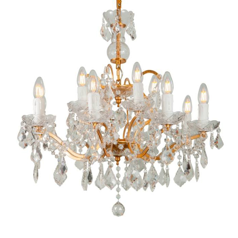 Люстра 19th c. Rococo IRON & CLEAR CRYSTAL GOLD Chandelier Прозрачное Стекло Золотой в Волгограде | Loft Concept 