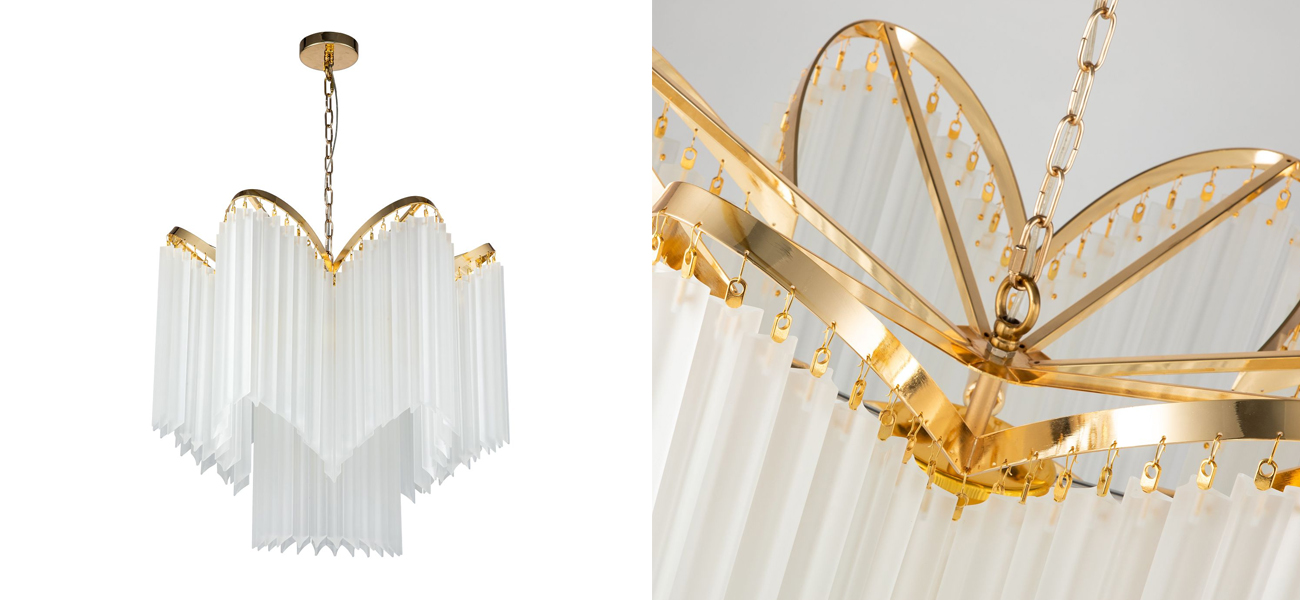 Двухъярусная люстра с подвесками из стеклянных пластин Chrysaora - фото