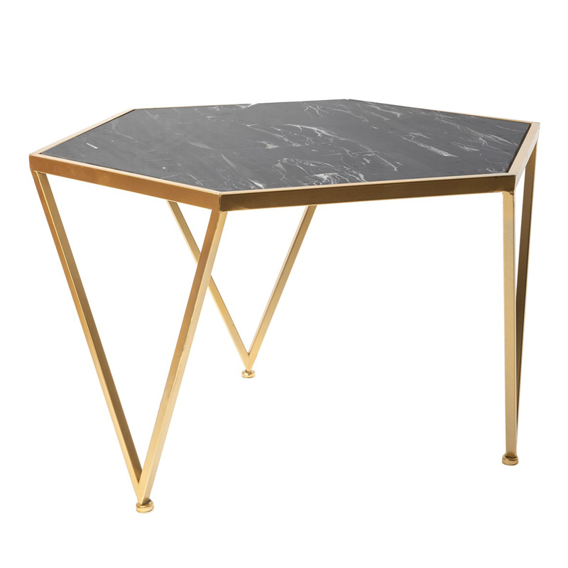Приставной столик Hexagon Marble Countertop чёрный мрамор Золотой Черный Мрамор Nero Приставной столик Hexagon Marble Countertop чёрный мрамор Золотой Черный Мрамор Nero в Волгограде | Loft Concept