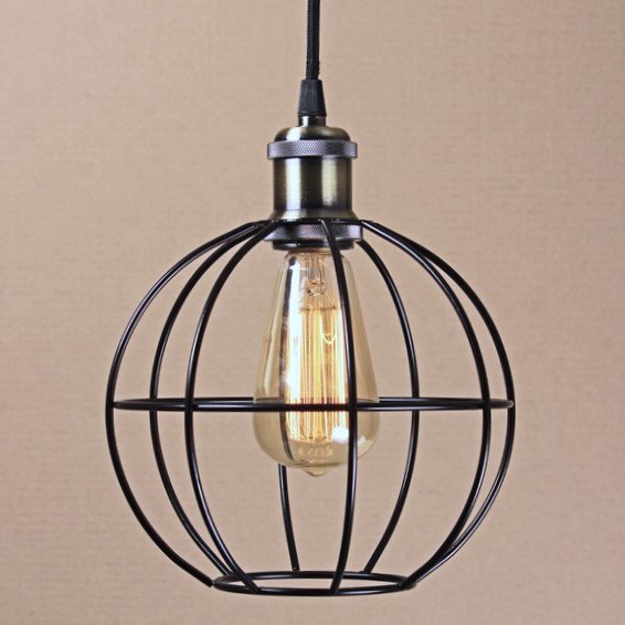 Подвесной светильник Wire Cage Pendant Ball Black Черный Подвесной светильник Wire Cage Pendant Ball Black Черный в Волгограде | Loft Concept