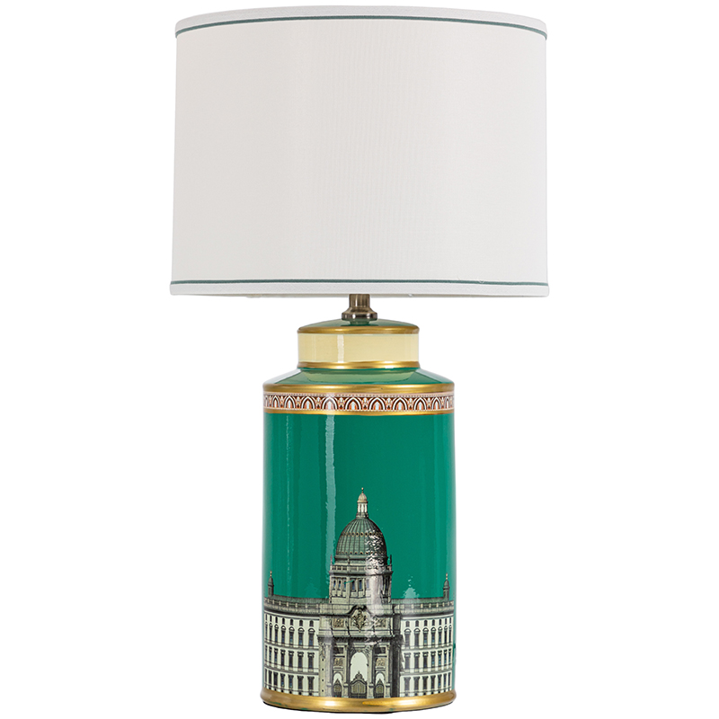 Настольная лампа Old Town Green Lampshade Белый Зеленый Золотой Настольная лампа Old Town Green Lampshade Белый Зеленый Золотой в Волгограде | Loft Concept