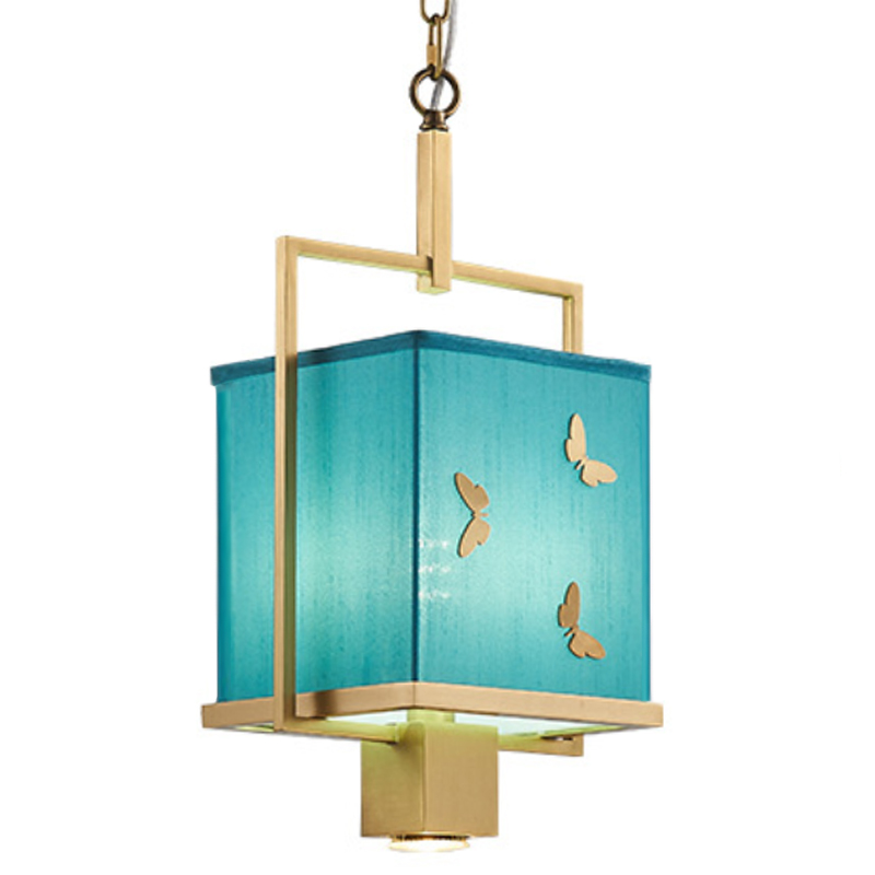 Светильник с бабочками Butterflies Blue Background Hanging lamp Латунь Бирюзовый Светильник с бабочками Butterflies Blue Background Hanging lamp Латунь Бирюзовый в Волгограде | Loft Concept