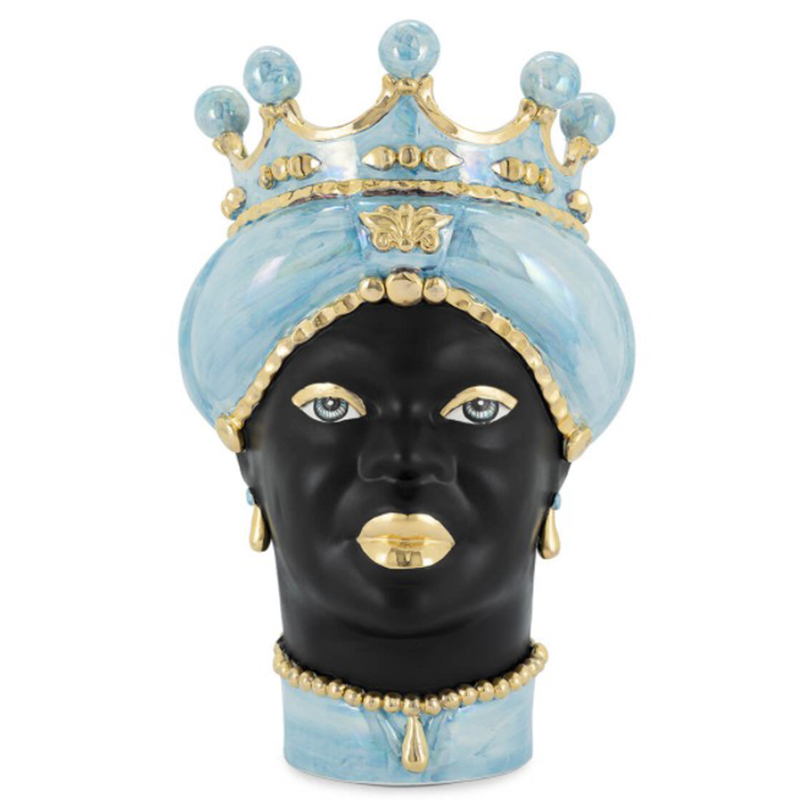 Ваза VASE MORO LADY MED. MOP blue Черный Светло-голубой Золотой Ваза VASE MORO LADY MED. MOP blue Черный Светло-голубой Золотой в Волгограде | Loft Concept