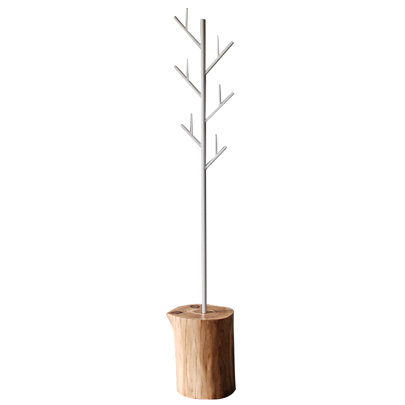 Вешалка Metal Branches and Stump Floor Hanger White Белый Светлый дуб Вешалка Metal Branches and Stump Floor Hanger White Белый Светлый дуб в Волгограде | Loft Concept