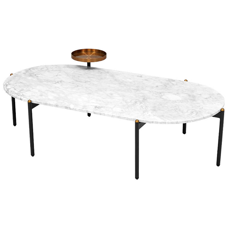 Кофейный стол с белой каменной столешницей Macias Coffee Table White Белый Черный Медь Кофейный стол с белой каменной столешницей Macias Coffee Table White Белый Черный Медь в Волгограде | Loft Concept