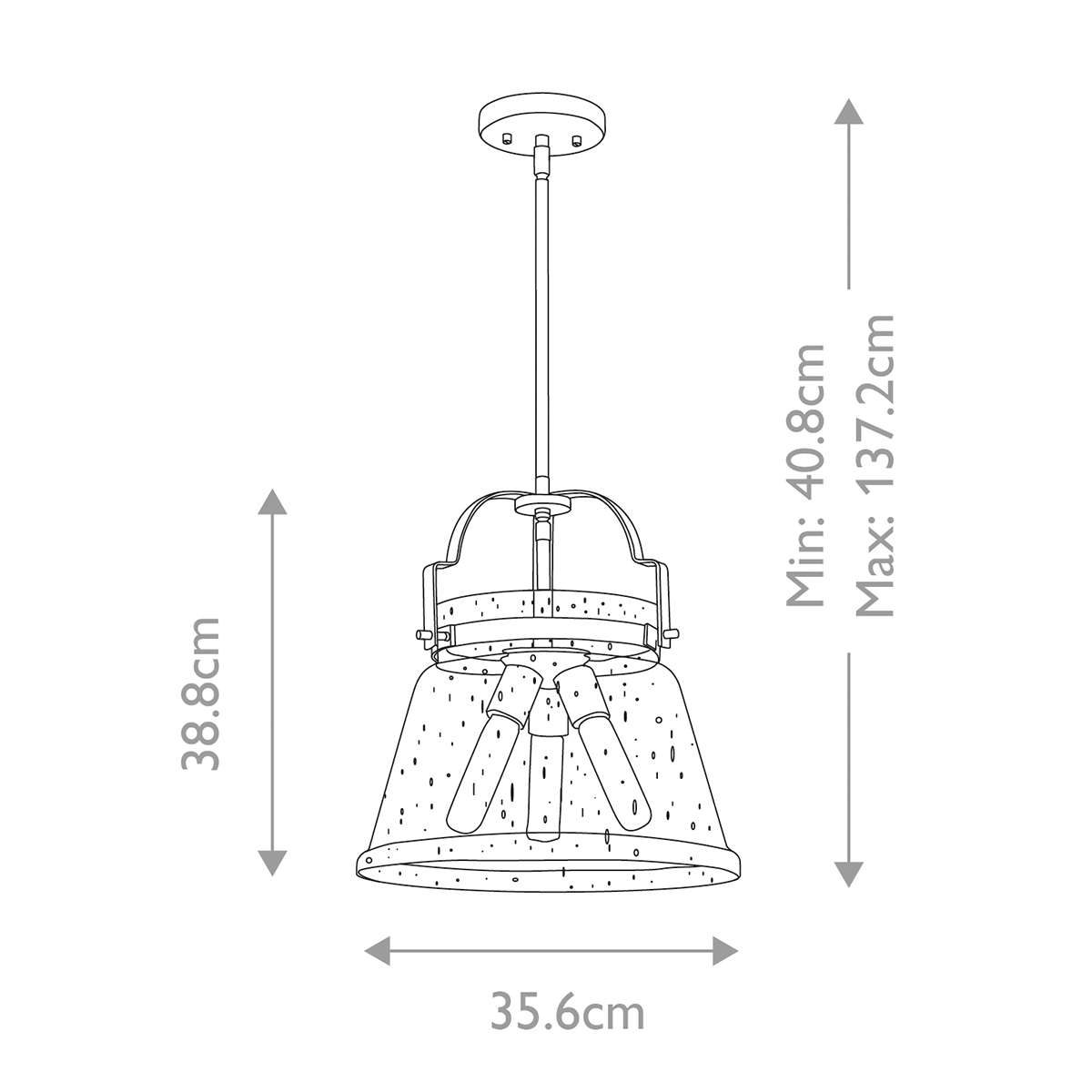 Подвесной светильник с прозрачным стеклянным плафоном в форме колокола с эффектом пузырьков и тремя лампами Quoizel в Волгограде