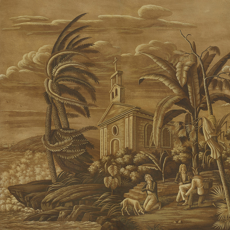 Обои ручная роспись Paul et Virginie Sepia on antique scenic Xuan paper  в Волгограде | Loft Concept 