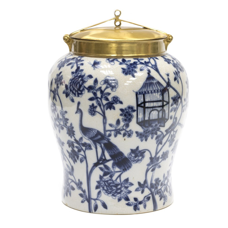 Ваза Blue and Bronze Cover Vase Белый Синий Бронза Ваза Blue and Bronze Cover Vase Белый Синий Бронза в Волгограде | Loft Concept