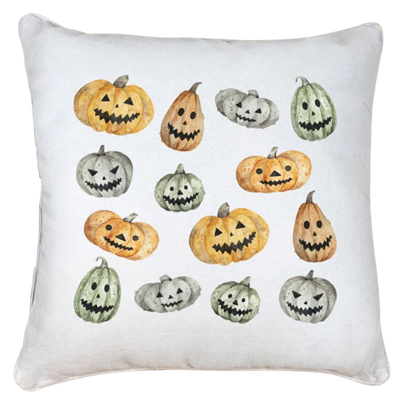 Подушка Halloween Pumpkin Белый Оранжевый Серый Подушка Halloween Pumpkin Белый Оранжевый Серый в Волгограде | Loft Concept