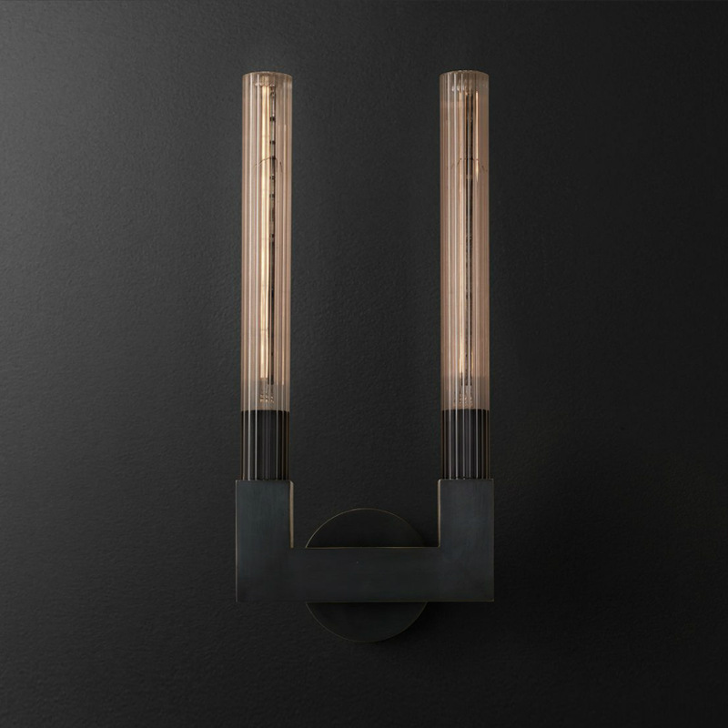 Бра RH CANNELLE wall lamp DOUBLE Sconces Black Черный Прозрачное Стекло в Волгограде | Loft Concept 