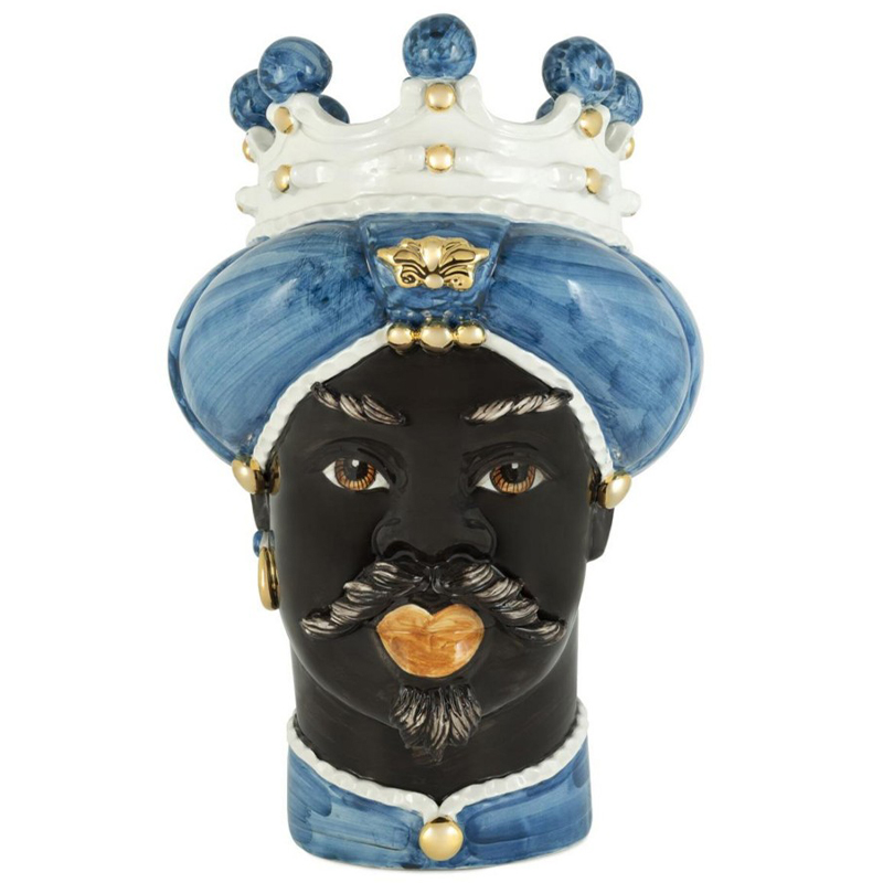 Ваза Vase Moro Man Medium New Blue Синий Черный Белый Золотой Ваза Vase Moro Man Medium New Blue Синий Черный Белый Золотой в Волгограде | Loft Concept