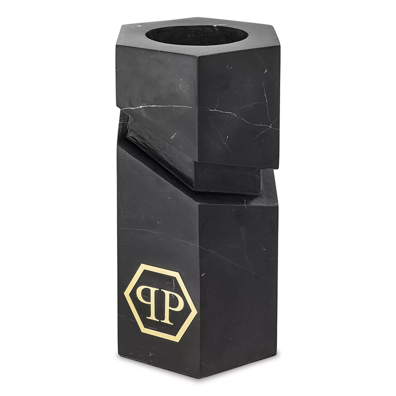 Аксессуар для интерьера Philipp Plein Object Carrara Золотой Черный Мрамор Nero в Волгограде | Loft Concept 