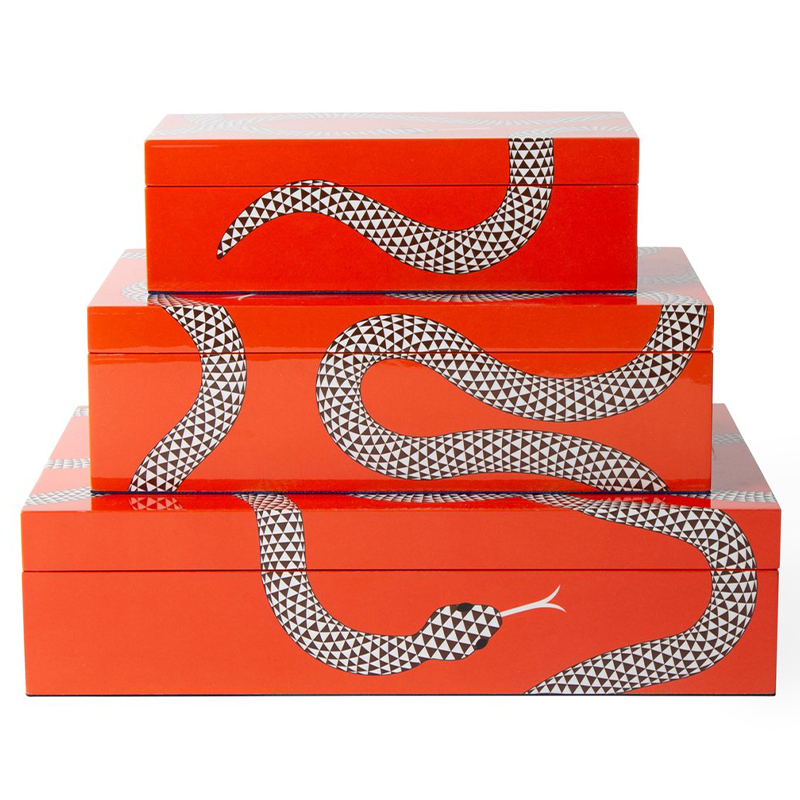 Комплект шкатулок EDEN LACQUER BOX BUNDLE Jonathan Adler Оранжевый Белый Черный Комплект шкатулок EDEN LACQUER BOX BUNDLE Jonathan Adler Оранжевый Белый Черный в Волгограде | Loft Concept