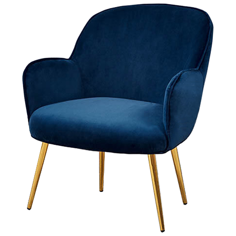 Кресло Waldeck Chair Blue Синий Глянцевое золото Кресло Waldeck Chair Blue Синий Глянцевое золото в Волгограде | Loft Concept
