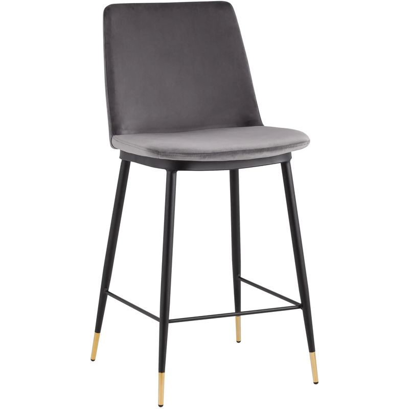 Полубарный Стул Melissa Chair Серый Велюр Серый Черный Полубарный Стул Melissa Chair Серый Велюр Серый Черный в Волгограде | Loft Concept