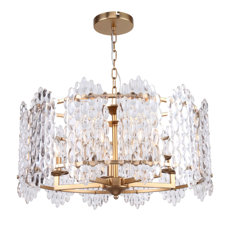 Люстра подвесная Textured Glass Chandelier D61 Прозрачное Стекло Глянцевое золото в Волгограде | Loft Concept 