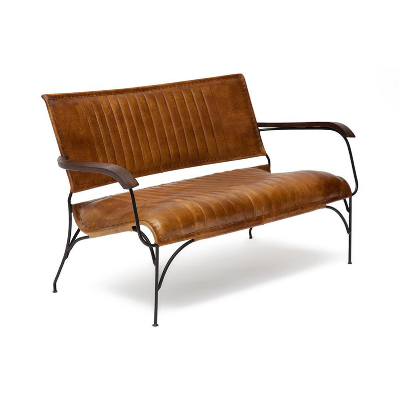 Диван-скамья из натуральной кожи Buffalo Leather Sofa two-seater Коричневый винтаж Черный Диван-скамья из натуральной кожи Buffalo Leather Sofa two-seater Коричневый винтаж Черный в Волгограде | Loft Concept