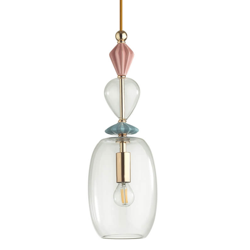 Подвесной светильник Iris Glas hanging lamp candy B Прозрачное Стекло Розовый пастельный Голубой в Волгограде | Loft Concept 