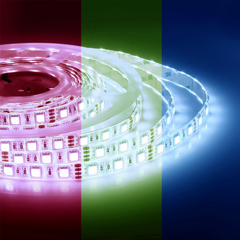Светодиодная влагозащищенная лента 5М 14,4W/m 60LED/m 5050SMD разноцветная  Белый в Волгограде | Loft Concept 