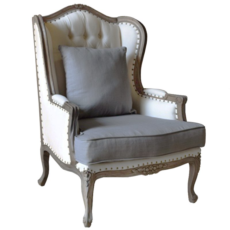 Кресло Villa Grandfather linen ivory ( слоновая кость ) Дерево Темно-Серый Кресло Villa Grandfather linen ivory ( слоновая кость ) Дерево Темно-Серый в Волгограде | Loft Concept