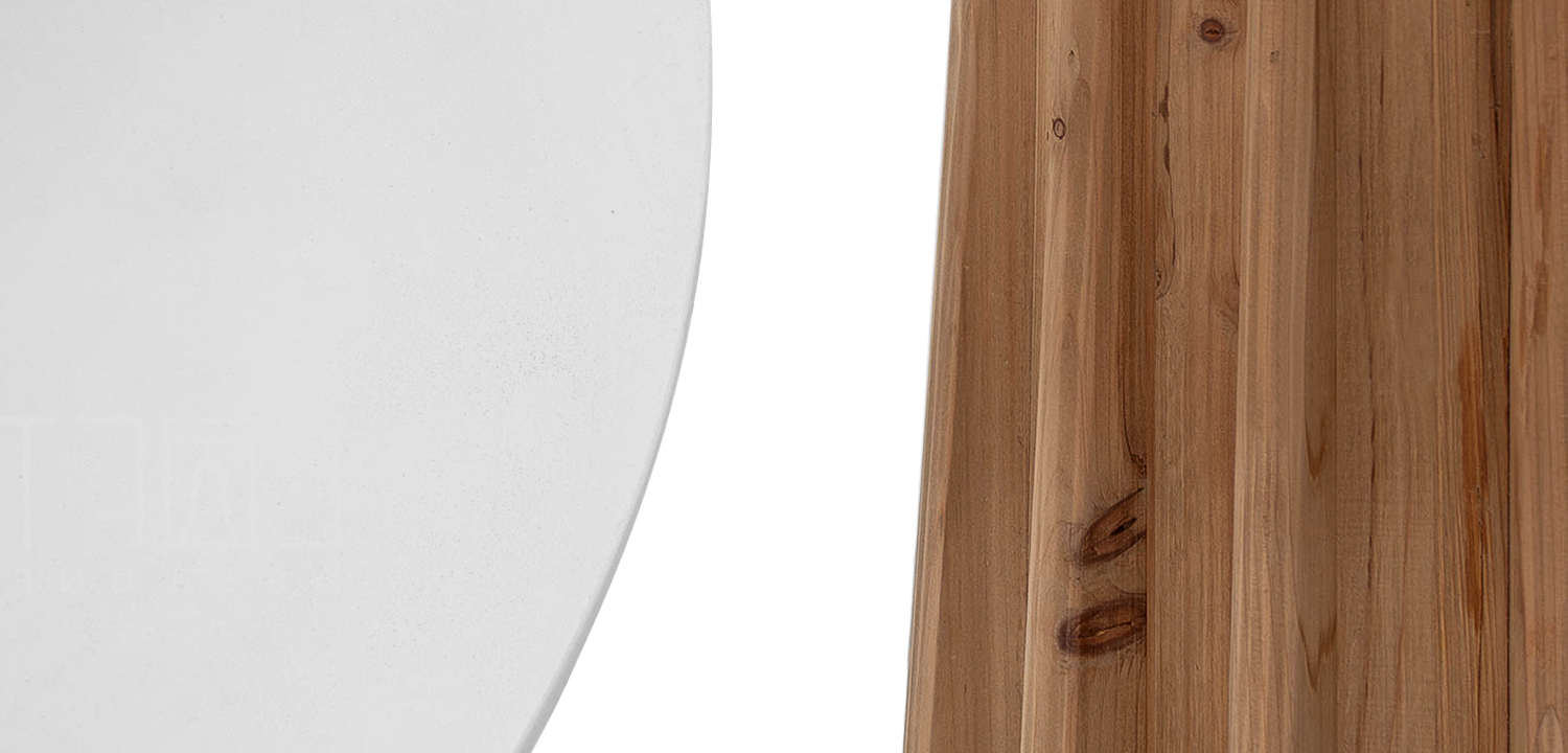 Обеденный круглый стол Seamus White Concrete Wood Dining Table - фото