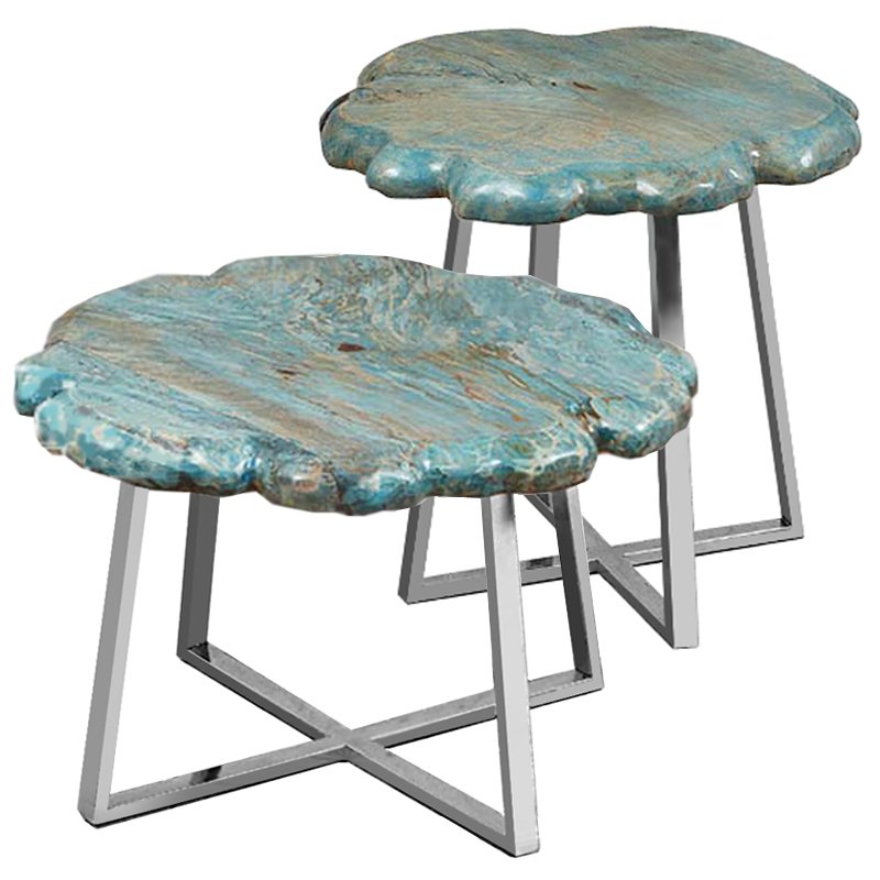 Приставной стол Melted Turquoise Бирюзовый Нержавеющая сталь Приставной стол Melted Turquoise Бирюзовый Нержавеющая сталь в Волгограде | Loft Concept