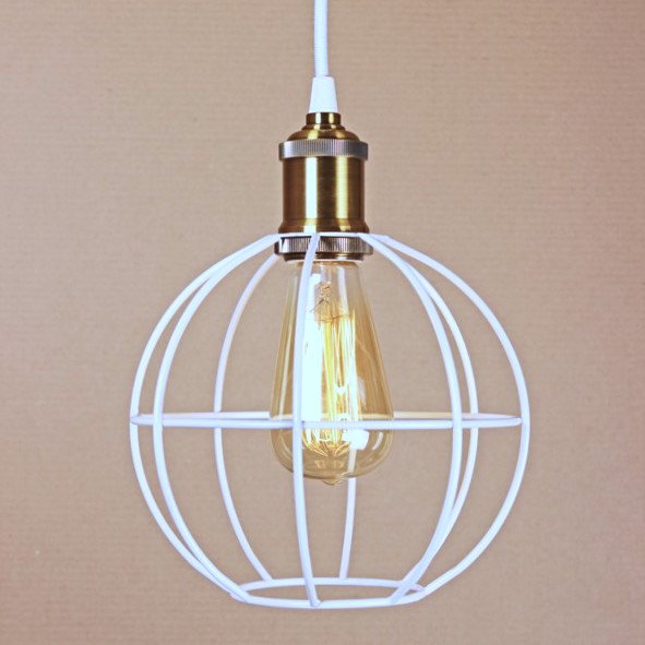 Подвесной светильник Wire Cage Pendant Ball White Белый Подвесной светильник Wire Cage Pendant Ball White Белый в Волгограде | Loft Concept