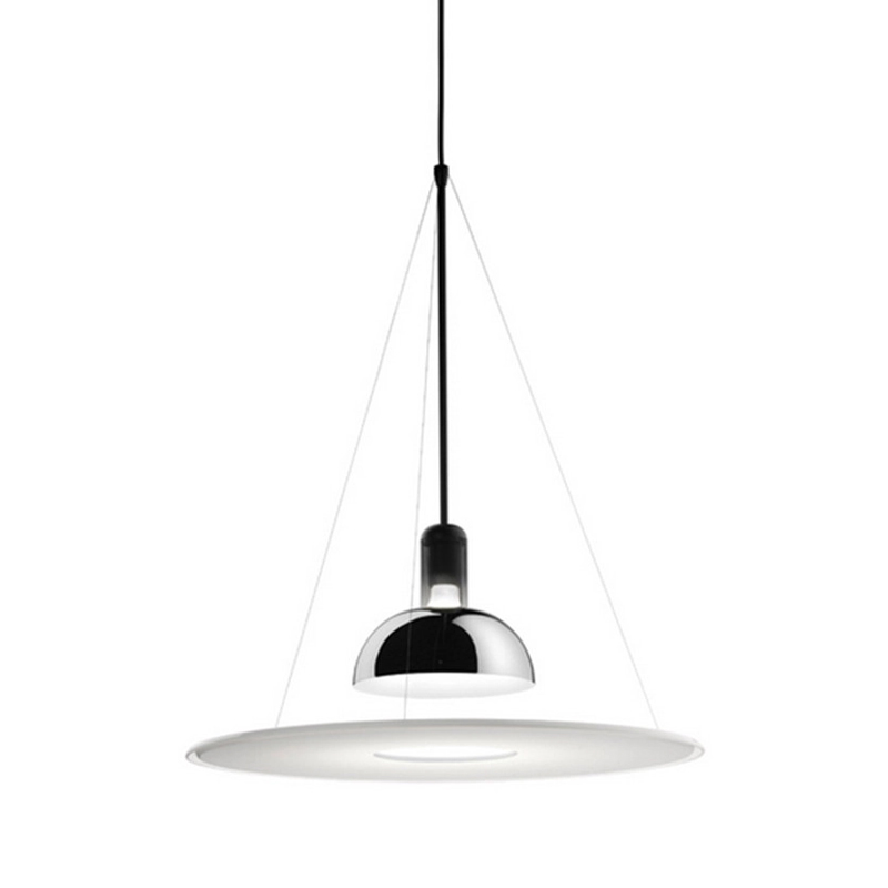 Подвесной светильник Flos Frisbi Lamp Сталь Белое матовое стекло Подвесной светильник Flos Frisbi Lamp Сталь Белое матовое стекло в Волгограде | Loft Concept