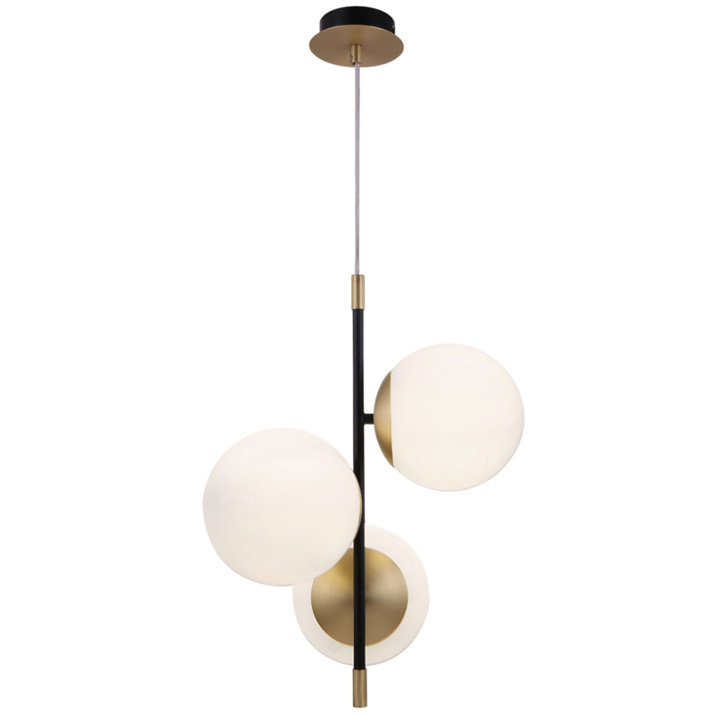 Светильник Spike Three Balls Hanging Lamp матовое золото Прозрачный белый Светильник Spike Three Balls Hanging Lamp матовое золото Прозрачный белый в Волгограде | Loft Concept