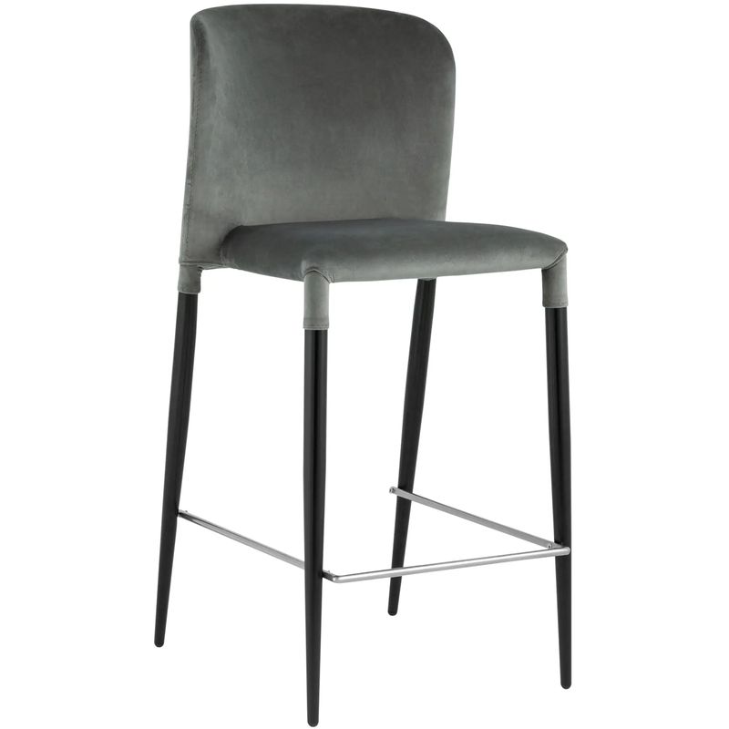 Барный Стул Lori Chair Серый Велюр Серый Черный Барный Стул Lori Chair Серый Велюр Серый Черный в Волгограде | Loft Concept