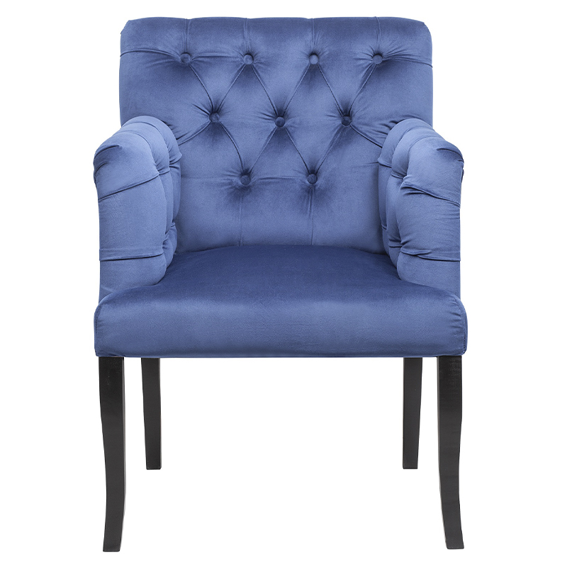 Кресло Addison Chic Armchair deep blue velour Синий Черный Кресло Addison Chic Armchair deep blue velour Синий Черный в Волгограде | Loft Concept