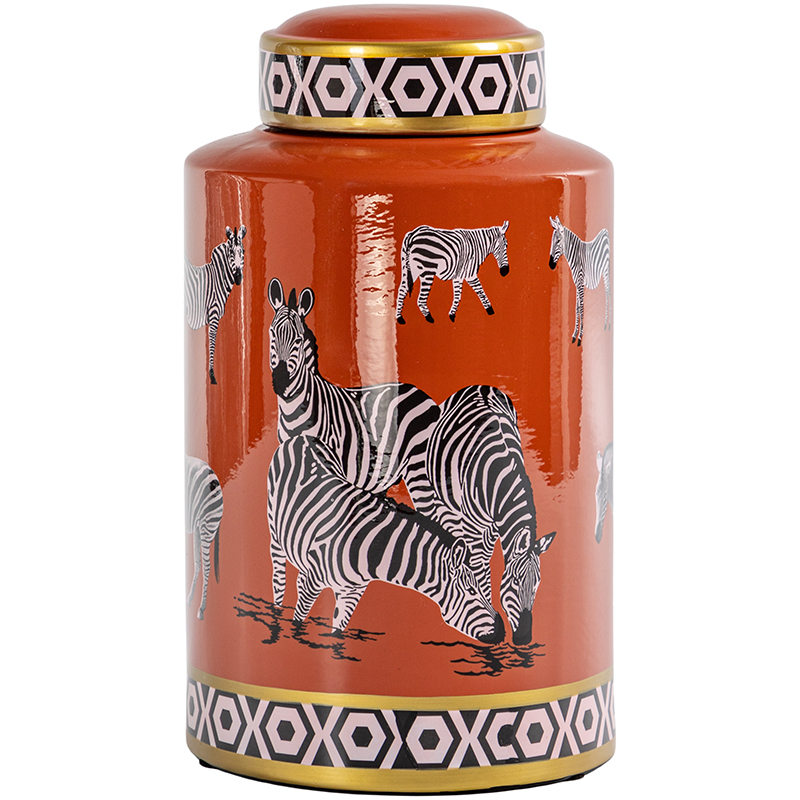 Ваза с крышкой Zebra Orange Vase Оранжевый Золотой Черно-белый Ваза с крышкой Zebra Orange Vase Оранжевый Золотой Черно-белый в Волгограде | Loft Concept